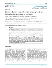Syntaxin 2 Promotes Colorectal Cancer Growth by Increasing the Secretion