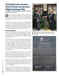 VFS Dedicates Focke's Wind Tunnel As Vertical Flight Heritage Site