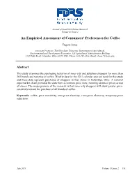 An Empirical Assessment of Consumers' Preferences for Coffee