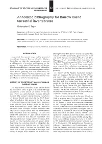 Annotated Bibliography for Barrow Island Terrestrial Invertebrates