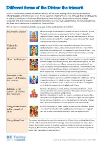 Different Forms of the Divine: the Trimurti