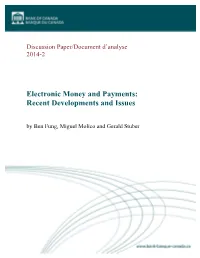 Electronic Money and Payments: Recent Developments and Issues