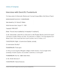 Interview with David B. Funderburk