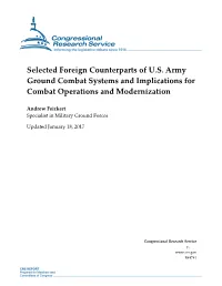 Selected Foreign Counterparts of U.S. Army Ground Combat Systems and Implications for Combat Operations and Modernization