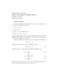 Stat 8112 Lecture Notes Weak Convergence in Metric Spaces Charles J