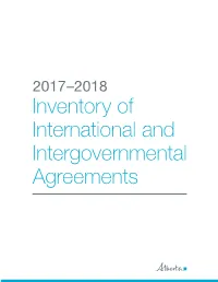 2018 | Inventory of International and Intergovernmental Agreements, Continued