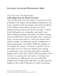 The First Lesson. the Reader Begins a Reading from the Book Of
