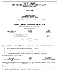 Zoom Video Communications, Inc. (Exact Name of Registrant As Specified in Its Charter)