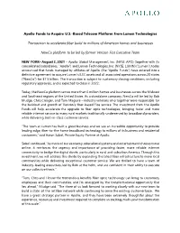 Apollo Funds to Acquire U.S.-Based Telecom Platform from Lumen Technologies