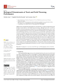 Biological Determinants of Track and Field Throwing Performance
