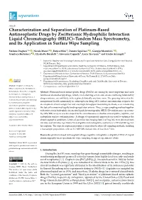 Characterization and Separation of Platinum-Based Antineoplastic