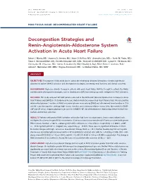 Decongestion Strategies and Renin-Angiotensin-Aldosterone System Activation in Acute Heart Failure