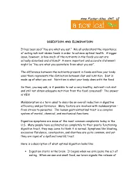 Digestion and Elimination