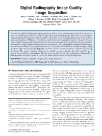 Digital Radiography Image Quality: Image Acquisition Mark B