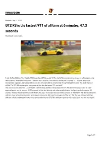 GT2 RS Is the Fastest 911 of All Time at 6 Minutes, 47.3 Seconds Porsche Set a New Record