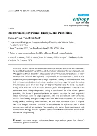 Measurement Invariance, Entropy, and Probability