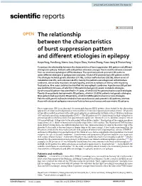 The Relationship Between the Characteristics of Burst Suppression Pattern and Different Etiologies in Epilepsy