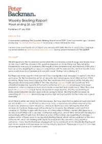 Weekly Briefing Report Week Ending 26 July 2020