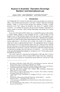 Asylum in Australia: 'Operation Sovereign Borders' And