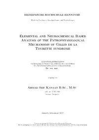 Elemental and Neurochemical Based Analysis of the Pathophysiological Mechanisms of Gilles De La Tourette Syndrome