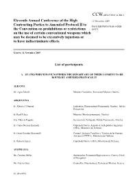 Eleventh Annual Conference of the High Contracting Parties To