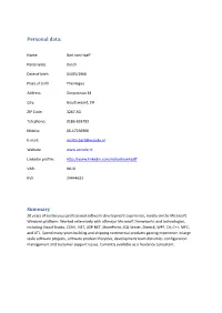 Personal Data: Summary