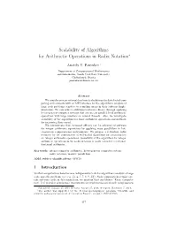 Scalability of Algorithms for Arithmetic Operations in Radix Notation∗