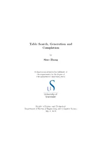 Table Search, Generation and Completion