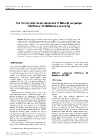 The History and Recent Advances of Natural Language Interfaces for Databases Querying