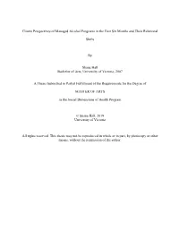 Clients Perspectives of Managed Alcohol Programs in the First Six Months and Their Relational