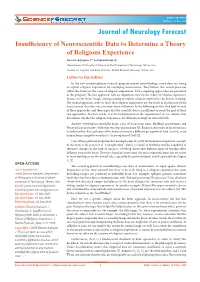 Insufficiency of Neuroscientific Data to Determine a Theory of Religious Experience