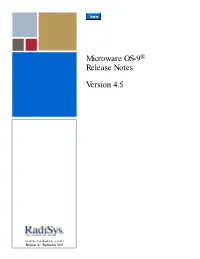 Microware OS-9 Release Notes Version