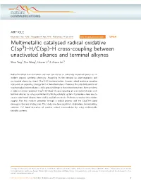 Multimetallic Catalysed Radical Oxidative C(Sp3)–H/C(Sp)–H Cross-Coupling Between Unactivated Alkanes and Terminal Alkynes