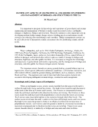 Significant Aspects of Geotechnical and Seismic Engineering and Management of Bridges and Structures in the U.S