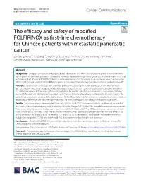 The Efficacy and Safety of Modified FOLFIRINOX As First-Line