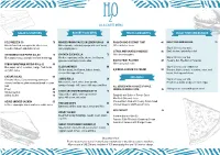 A La Carte Menu