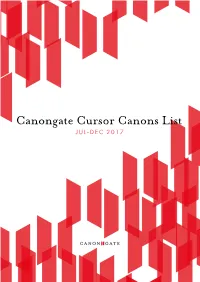 Canongate Cursor Canons List JUL-DEC 2017 Getting It in the Head MIKE MCCORMACK