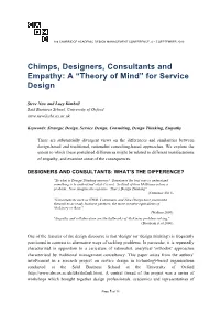 Chimps, Designers, Consultants and Empathy: a “Theory of Mind” for Service Design