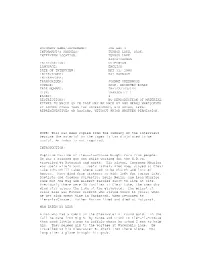 Joe Bag 1 Informant's Address: Turnor Lake, Sask