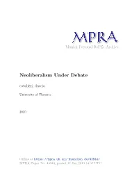 Neoliberalism Under Debate Cavalieri, Duccio