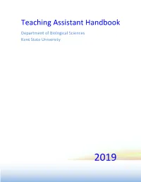 Teaching Assistant Handbook Department of Biological Sciences Kent State University