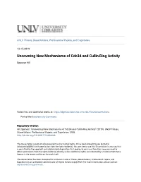 Uncovering New Mechanisms of Cdc34 and Cullin-Ring Activity