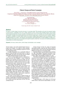 Climate Change and Social Campaigns Abstract