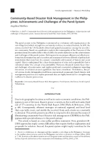 Community-Based Disaster Risk Management in the Philipines