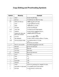 Copy Editing and Proofreading Symbols