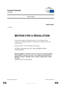 En En Motion for a Resolution