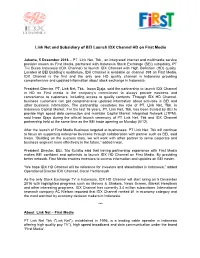 Link Net and Subsidiary of BEI Launch IDX Channel HD on First Media