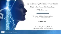 Open Science, Public Accountability: NLM Helps Nurse Scholars Shape Public Discourse