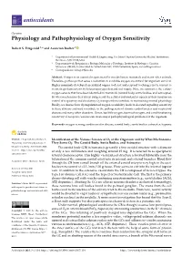 Physiology and Pathophysiology of Oxygen Sensitivity