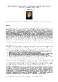 RESOURCE QUALITY CASCADES in TRADITIONAL LOW EXERGY TECHNOLOGIES: the QANATS and BADGIRS of YAZD Abstract 1. Introduction